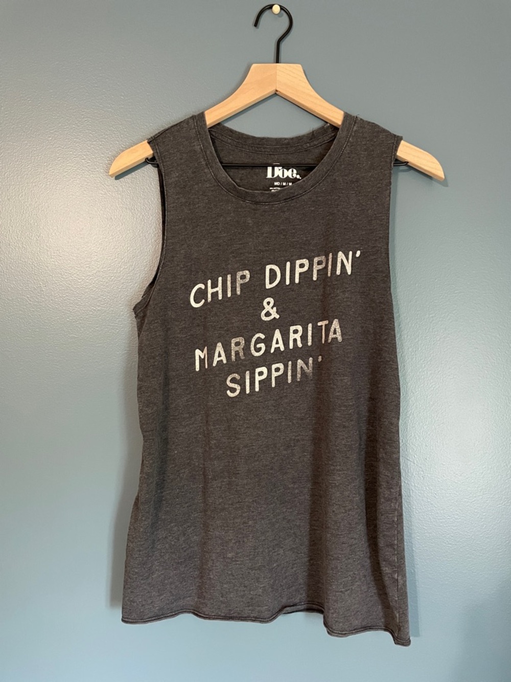 Vintage-Style 'Chip Dippin' & Margarita Sippin'' Sleeveless Tank - Charcoal